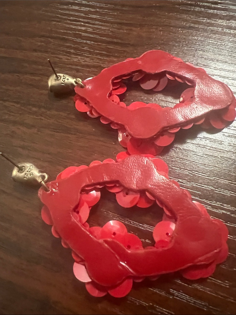 J Crew Red Floral Sequin Statement  Earrings - PRELOVED - Picture 7 of 8